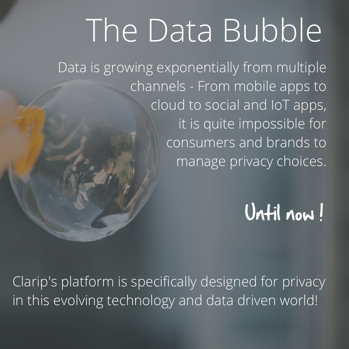boy blowing bubble with message that says 'data is growing exponentially from multiple channels - mobie apps, cloud, social and IoT apps'